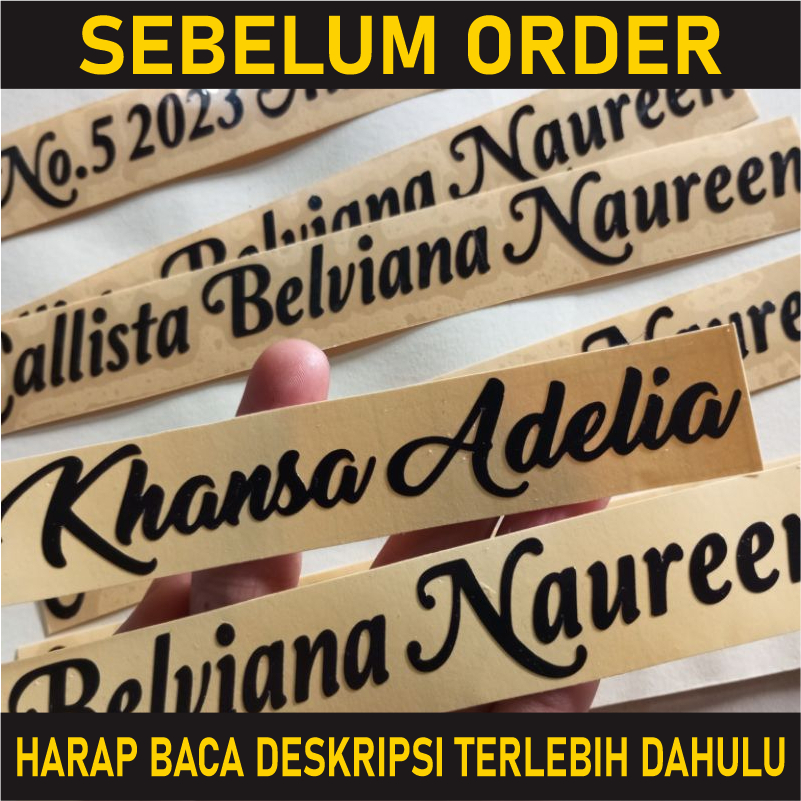 

Cutting Sticker Nama isi 4 PCS HOLOGRAM, GOLD DAN WARNA LAIN CUSTOM dan MURAH