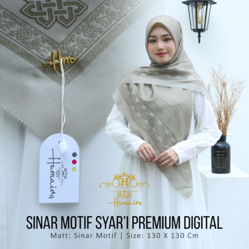 HUMAIRA-Hijab Segiempat Sinar Motif Syar'i Premium/Segiempat Sinar Motif Syar'i Premium metal logo