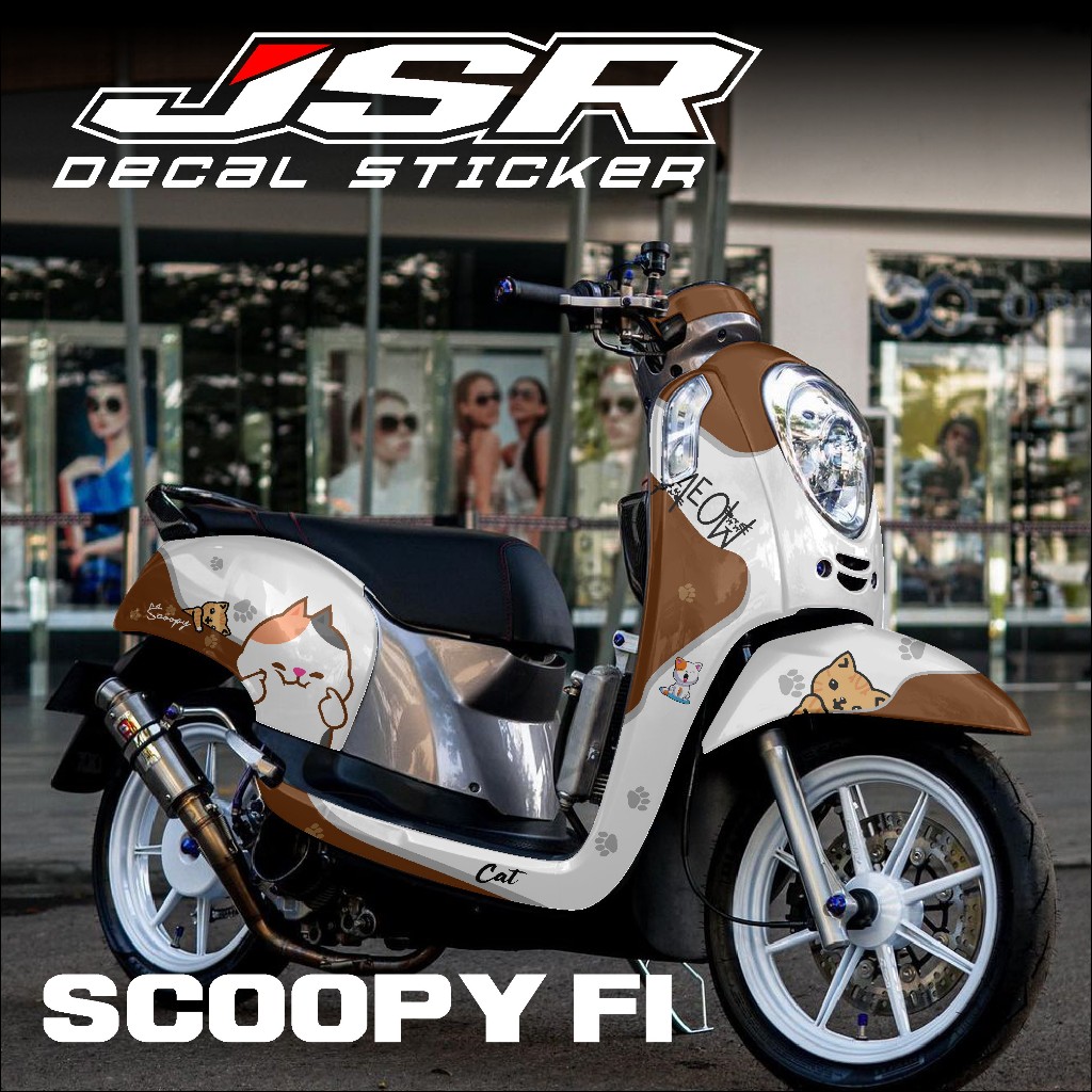 TERBARU, DECAL STICKER SCOOPY FI LAMA 2014-2017,STICKER FULLBODY SCOOPY MOTIF KUCING LUCU
