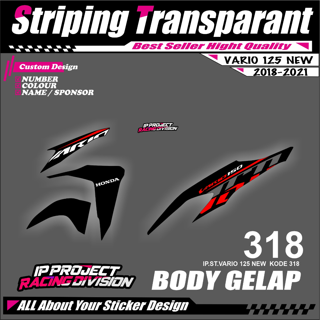VARIO 125 NEW 2018-2021 (COD) STIKER STRIPING MOTOR HONDA VARIO 125 NEW  HOLOGRAM DAN TRANSPARAN