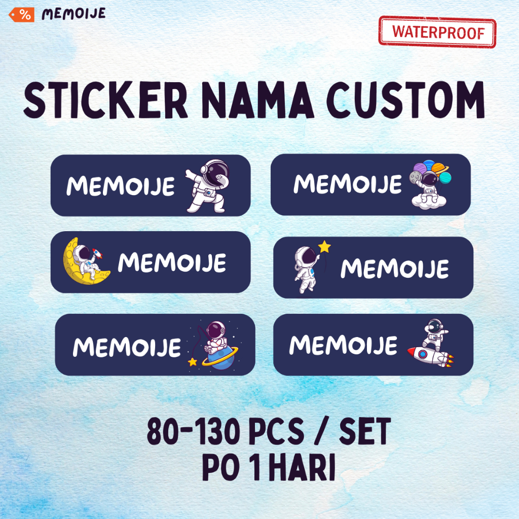 

STICKER LABEL NAMA LUAR ANGKASA / ASTRONOT / ALIEN CUSTOM (80-130 PCS)