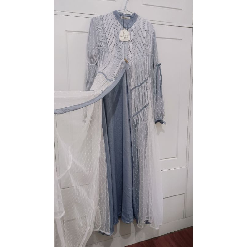 Baju Gamis Dress Tile Polkadot Free Hijab Segitiga