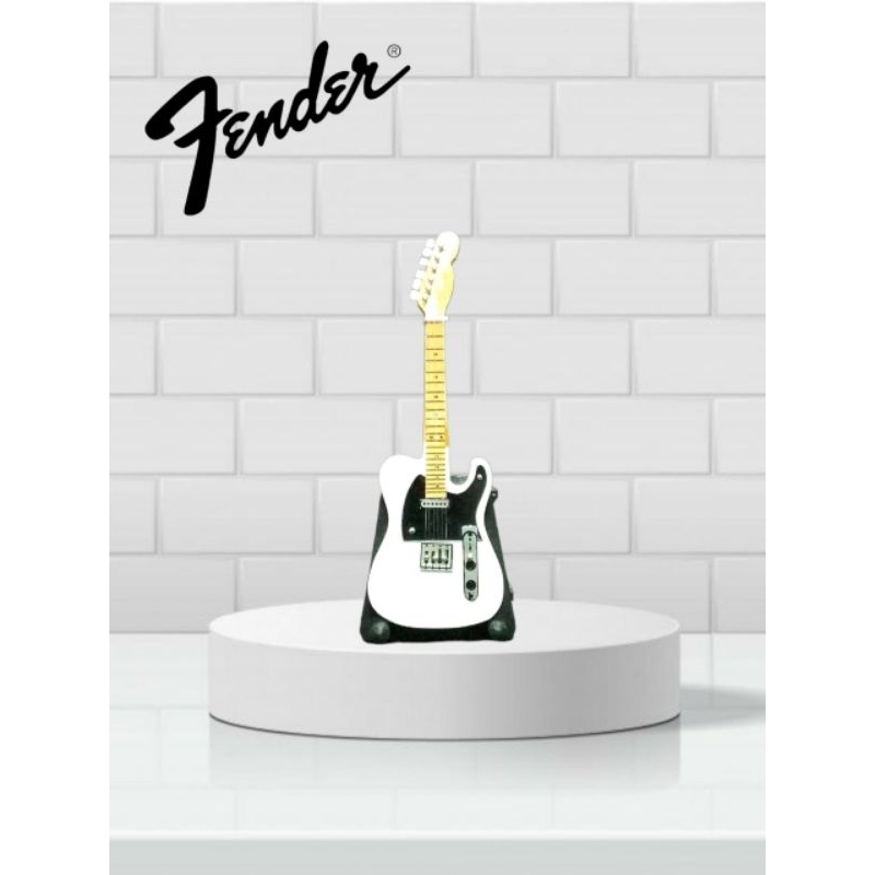 MINIATUR GITAR FENDER TELECASTER WARNA PUTIH 1:12 (11cm)
