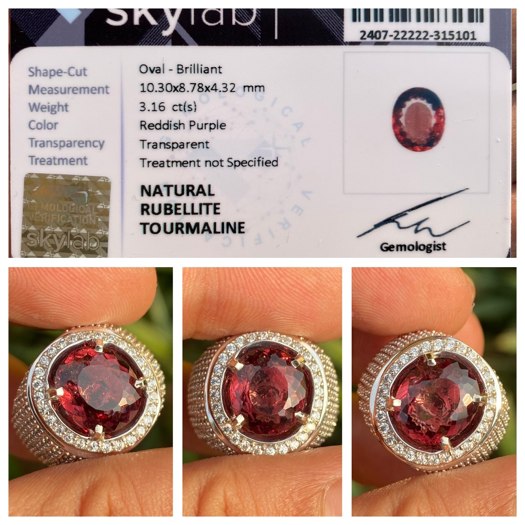 Natural 3.16ct reddish purple rubellite tourmaline