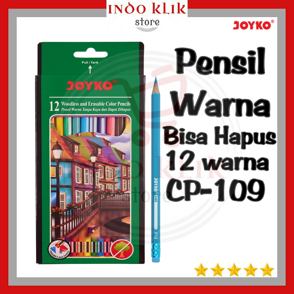 

Pensil Warna Joyko CP 109 12 Warna Bisa hapus / Pensil Kelir Mewarnai CP-109 / Color Pencil 12 Color