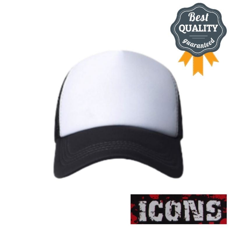 Premium Topi Jaring icons Trucker Hat Polos Hitam Putih