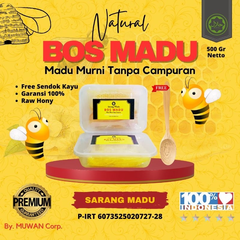 

BOS MADU | Madu Murni Tanpa Campuran 500 Gr | 100% Madu Murni + Sarang