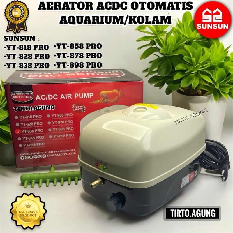 GRATIS ASURANSI SUNSUN YT 838 818 858 878 898 PRO AERATOR BLOWER BATERAI KOLAM ACDC OTOMATIS AC DC