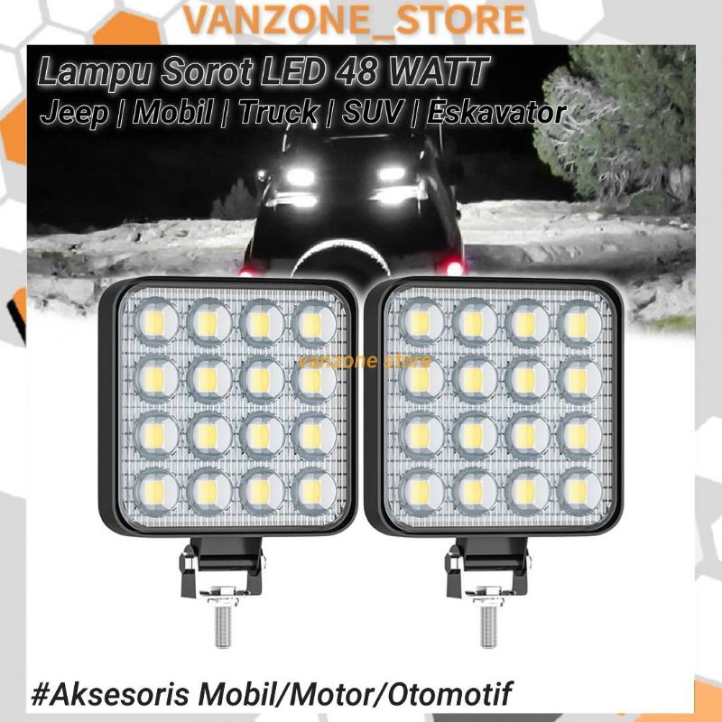 Lampu Bumper Grill Roof rack LED Sorot Spot Light Fog Motor ATV Mobil Truck Jeep SUV LED 48W