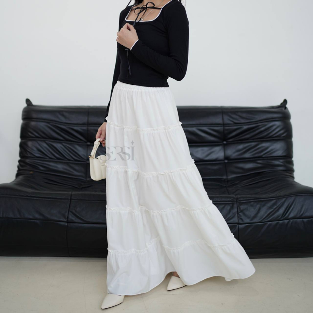 Hania Skirt | Rok Layer - A Line Maxi Skirt - Rok Flowy - Rok Bertingkat - Rok Cotton Premium - Rok 