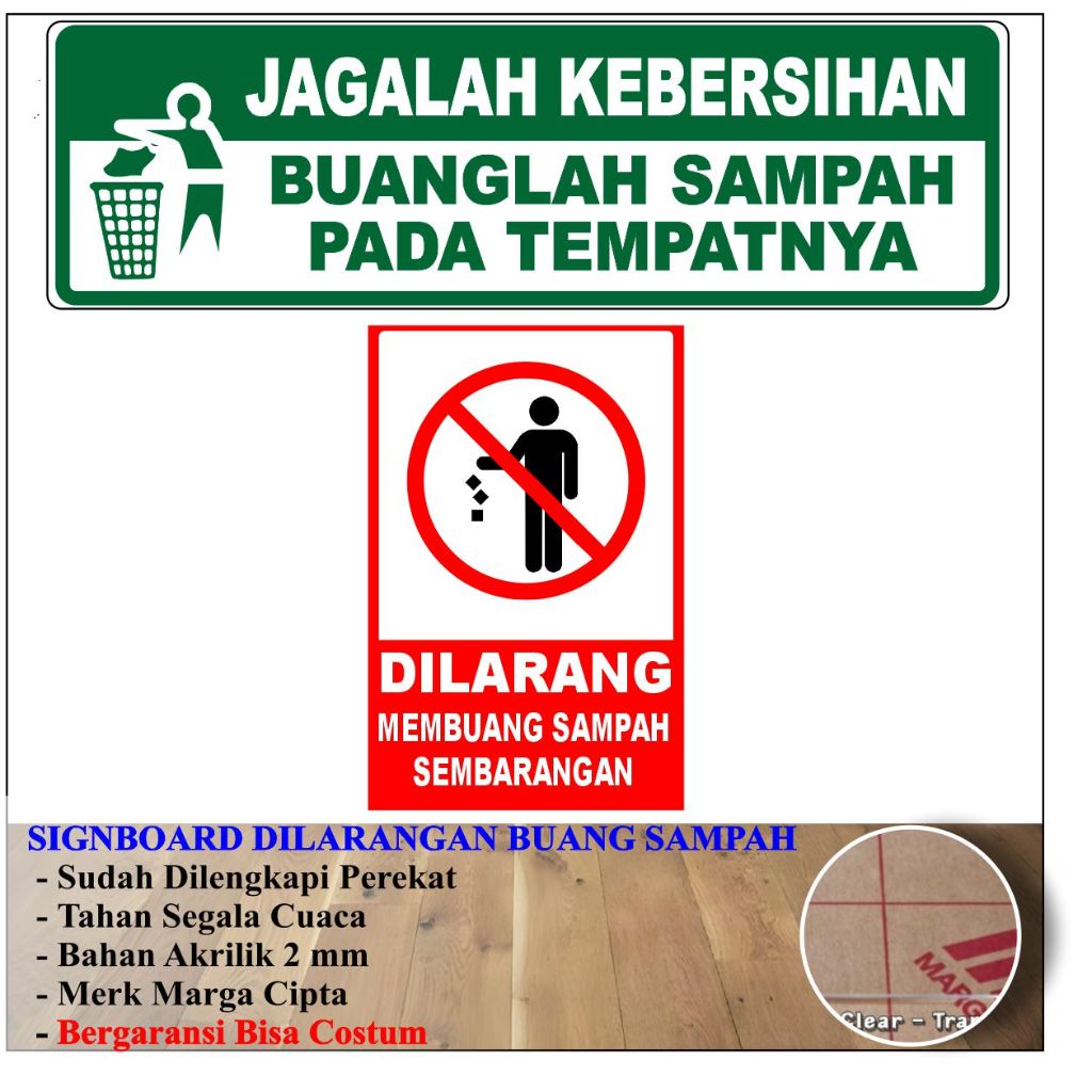 

AKRILIK DILARANG MEMBUANG SAMPAH SEMBARANGAN ACRYLIC TEBAL 2 MM