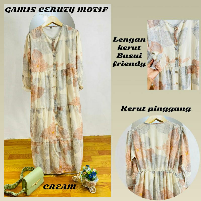 Gamis ceruty dewasa | gamis bunga ceruty dewasa