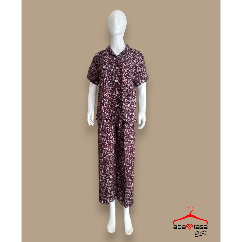 One Set Setelan Piyama Rayon Motif /Setelan Piyama Rayon Wanita Bahan Super Adem / Piyama Rayon Prem