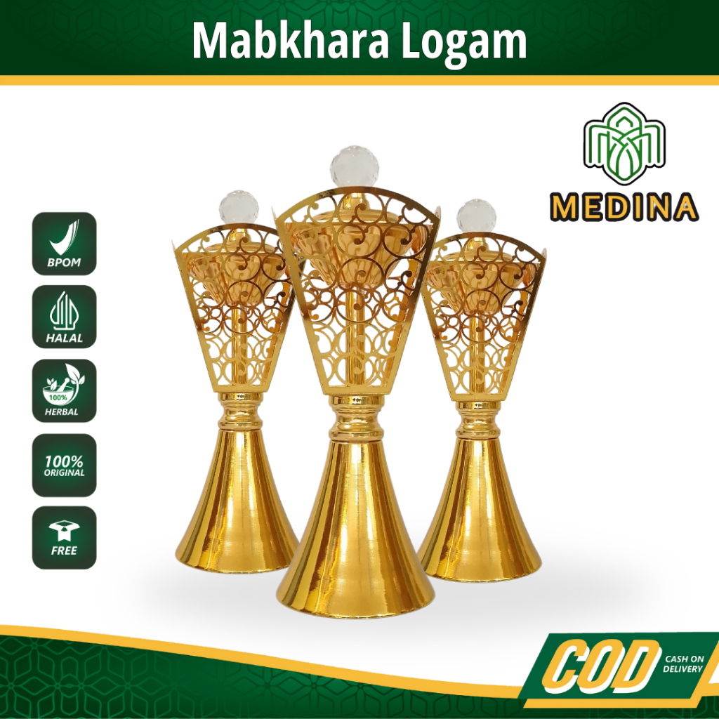 Mabkhara Arab Set Tempat Bakar Dupa Mabkharah Bukhur Arab Logam Emas Antik