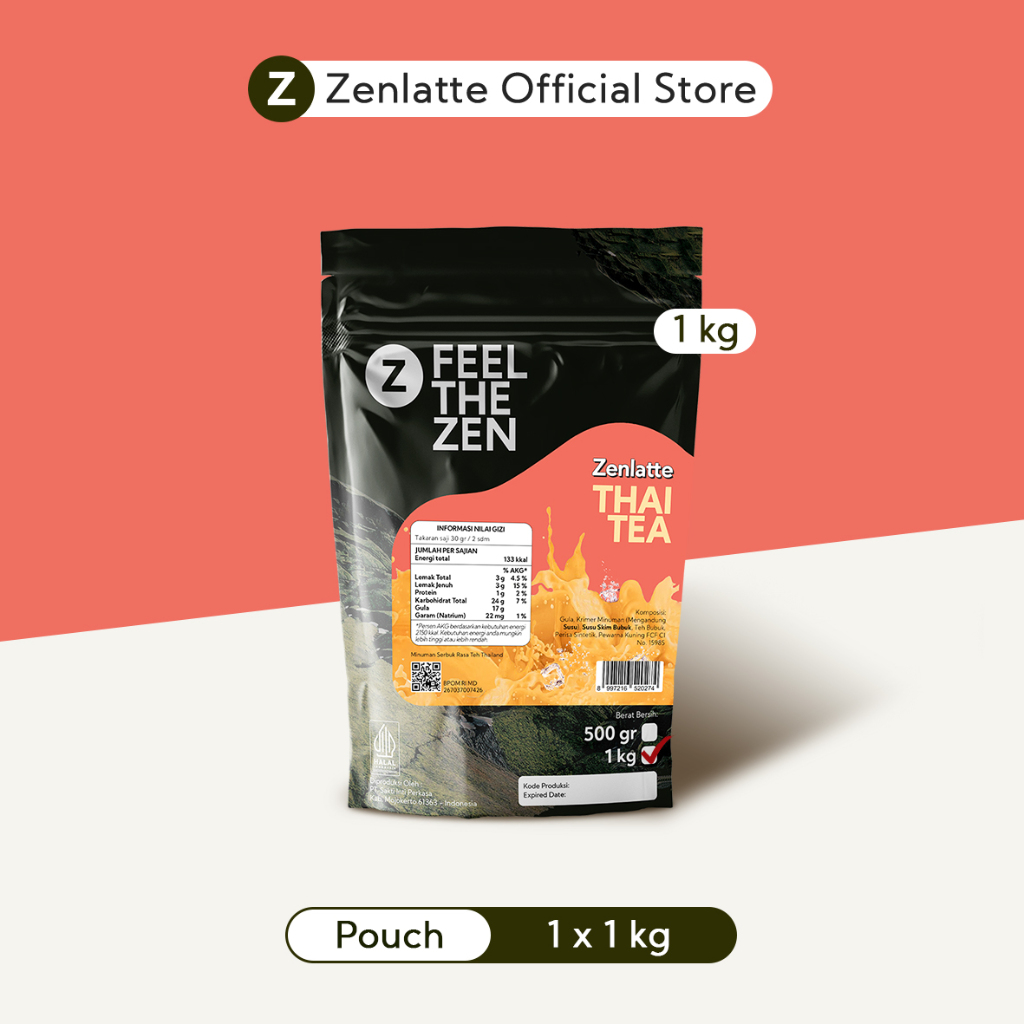 

Zenlatte Thai Tea - Bag 1kg | Thai Tea Powder | Bubuk Thai Tea