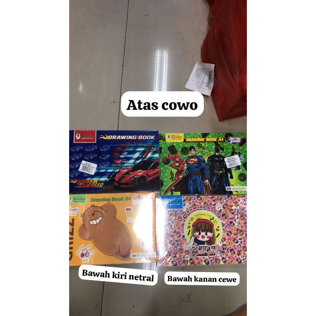 

buku gambar a3 satuan bamboo isi 8 lembar gambar laki / perempuan satuan ( posisi buka horizontal)