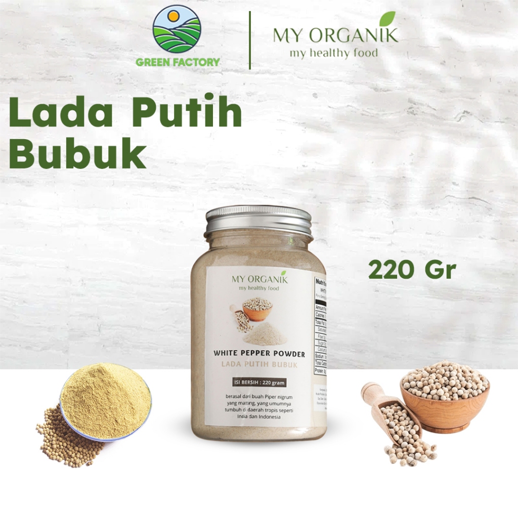 

My Organik Lada Merica Putih Bubuk Bumbu Masak Dapur Rempah 220gr