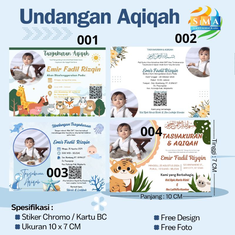 

Stiker label tasyakuran aqiqah custom kelahiran anak bayi perempuan laki laki free design