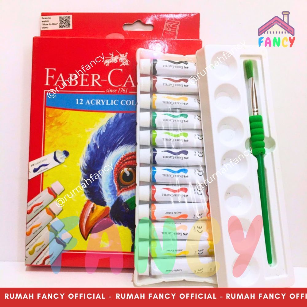 

Cat Acrylic Faber Castell /Ukuran 12 Mili /Alat Mewarnai /Cat Akrilik /Free Kuas dan Pallet PREMIUM