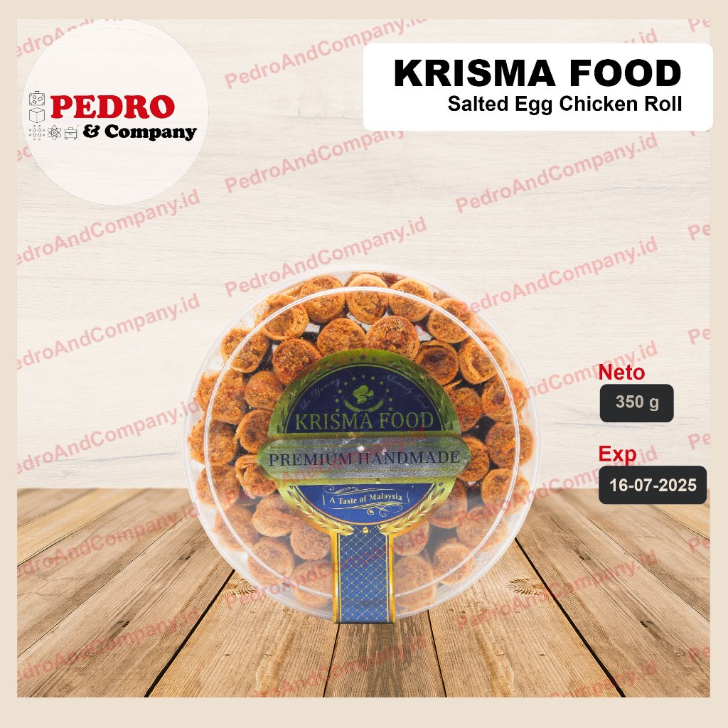 

Krisma food premium SALTED EGG CCHICKEN EGG ROLL 350 gram snack abon