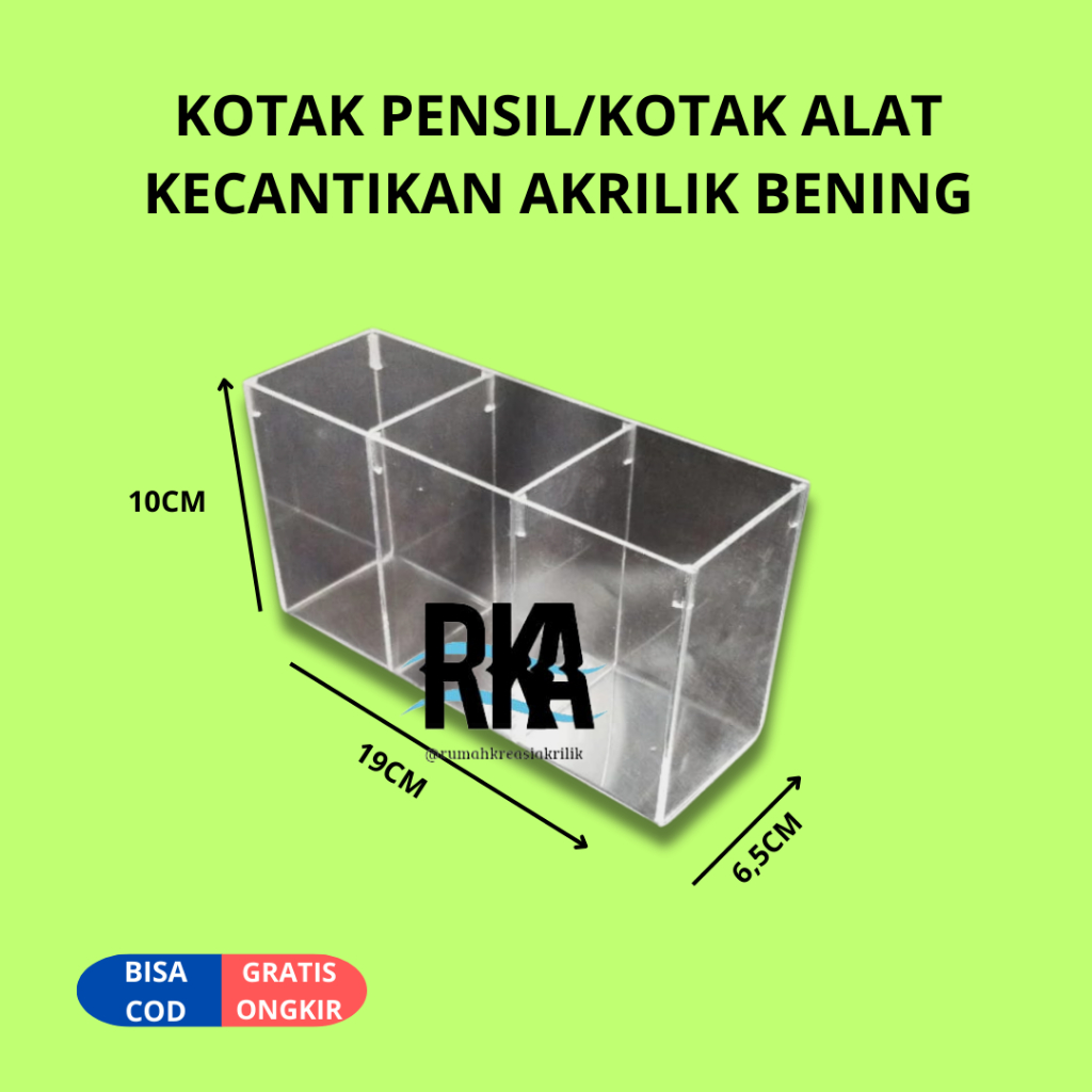 KOTAK PENSIL AKRILIK 3 SEKAT KOTAK PULPEN 3 SEKAT BOX AKRILIK SERBAGUNA BOK ACRYLIC MULTIFUNGSI