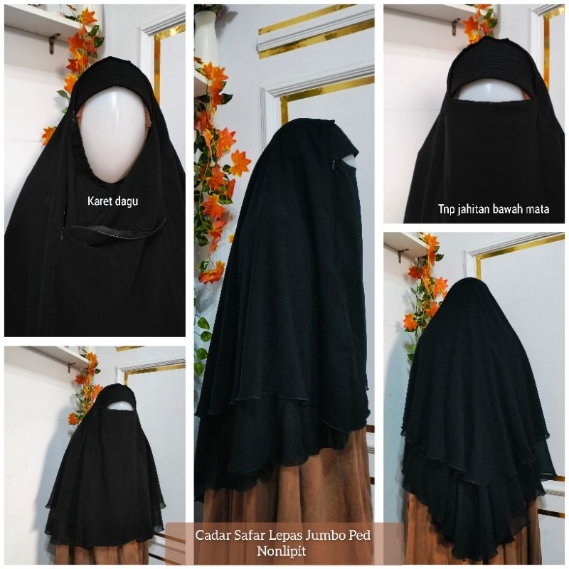 [BISA COD] Annisa syar'i NHI - Cadar Safar Lepas Ped Jumbo - NONPED Nonlipit full siffon Silky Jetbl