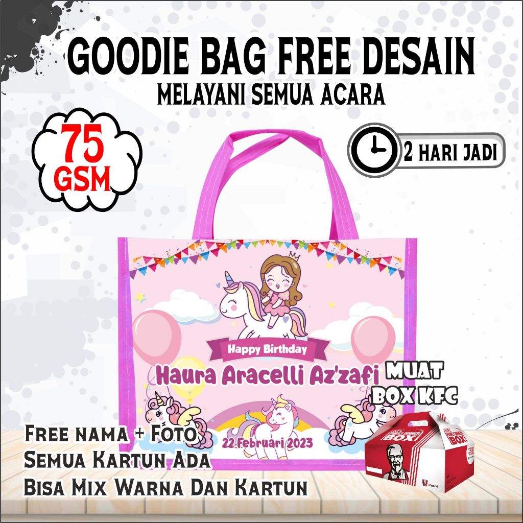 

GOODIE BAG BERGAMBAR UNICORN/TAS SOVENIR ANAK ANAK/TAS SOVENIR ULANG TAHUN