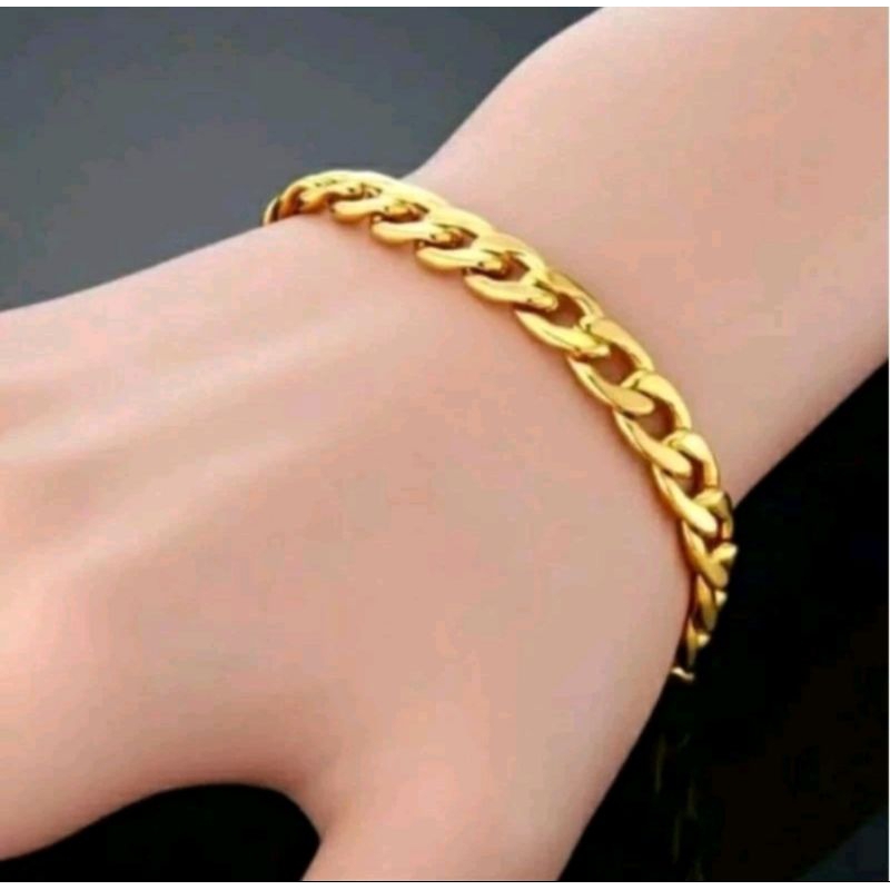 GELANG RANTAI TITANIUM SISIK NAGA FIGARO EMAS CLASSIC MOTIF MODERN CEWEK COWOK TRENDING PROMO MURAH 