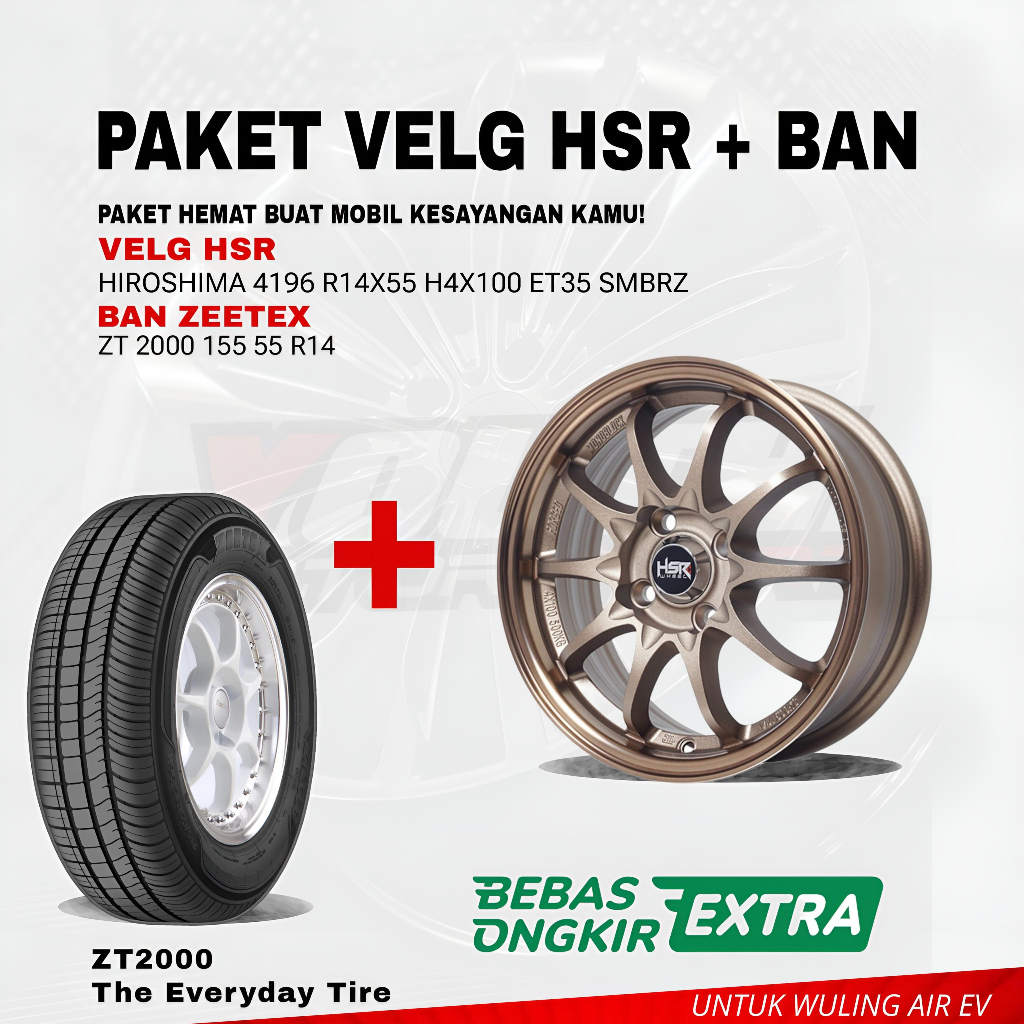 paket velg ban r14 untuk wuling air-ev original hsr hiroshima bronze