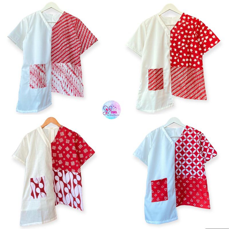GAYATRI TOP ATASAN MERAH PUTIH SERAGAM MERAH PUTIH BATIK ATASAN KEMERDEKAAN GAYATRI BLUS BATIK MERAH