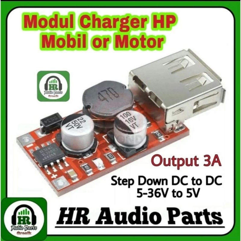 Modul Charger HP DC 5V 3A Power Bank DC Step Down Mobil Motor XL2001