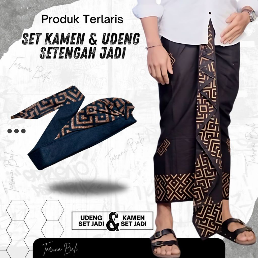 SET KAMEN + UDENG BATIK SETENGAH JADI DEWASA | PAKAIAN ADAT BALI | KAMEN BALI | UDENG BALI | SET HIT