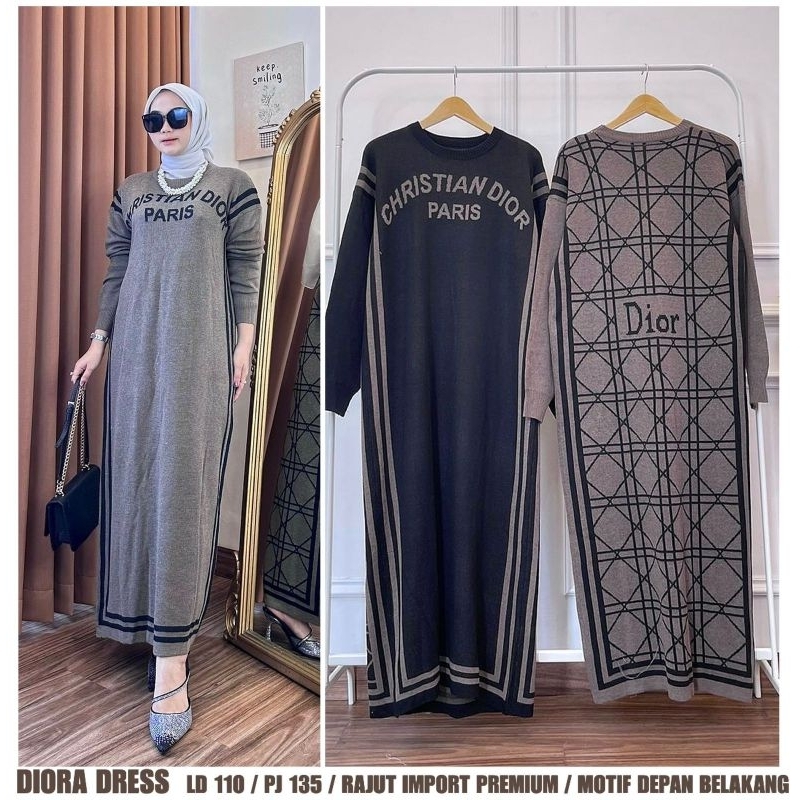 Diora maxy dress gamis knit rajut