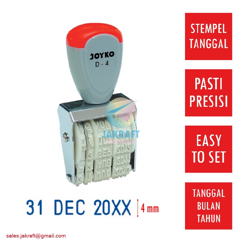 

TERKENAL 1 Pcs Stempel Cap Tanggal Bulan Tahun JOYKO D4 Date Stamp 4 mm