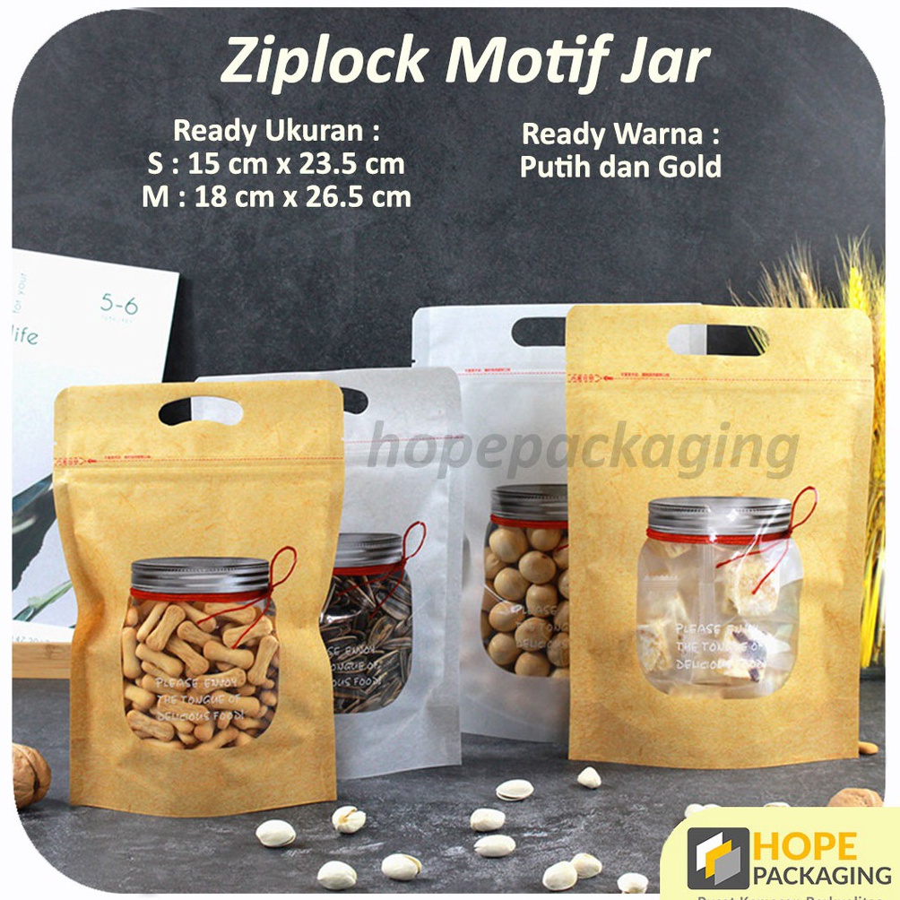 HARGA GROSIR Kemasan Ziplock Motif Jar Plastik Standing Pouch Kue Kering Zipper Bag Makanan Motif Ja