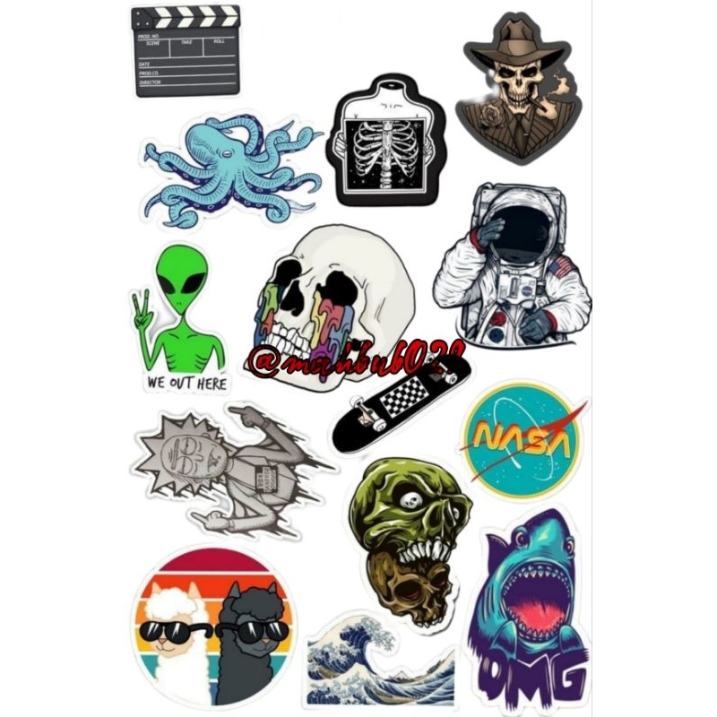 

Stiker Pack Hypebeast Aesthethic Vinyl Waterproof Sticker Motor 14 pcs