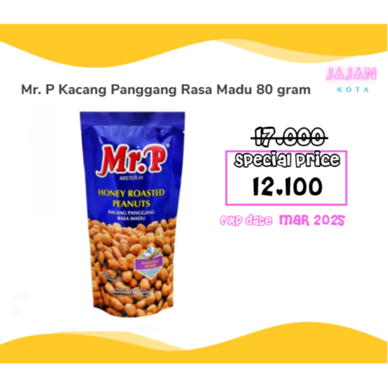 

Mr. P Kacang Panggang Rasa Madu 80 Gram