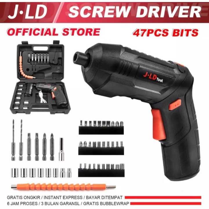 JLD Cordless Screwdriver JLD 4,2V 47 PCS Obeng Baterai Set