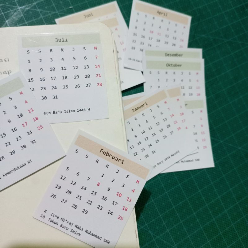 

Mini Kalender / Sticker Kalender Mini