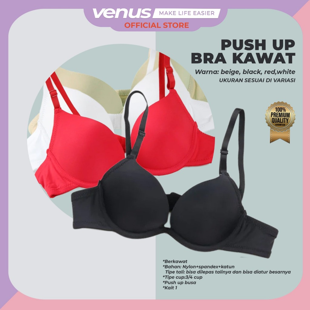 VENUSJKT - Push Up Bra Tanpa Kawat Sexy Nyaman | BH Wanita Pakaian Dalam Cewek Underwear Lembut Supp