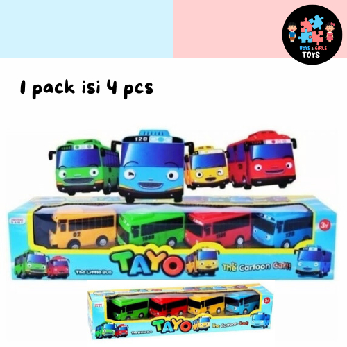 Tayoo Minibus Mainan Mobil mobilan Anak Hey Tayo 1 Set Isi 4 Pcs