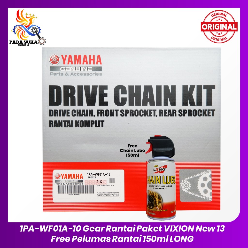 Paket Rantai Motor Yamaha VIXION New 1PA-WF01A-10 YGP ORIGINAL 100% + Free Pelumas Rantai 150ml