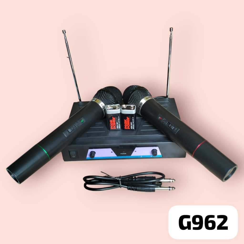 G962 DUAL WIRELESS MIC MIK MIX NIRKABEL DOUBLE  MICROPHONE WIRELES TANPA KABEL SEPASANG MIKROFON UHF