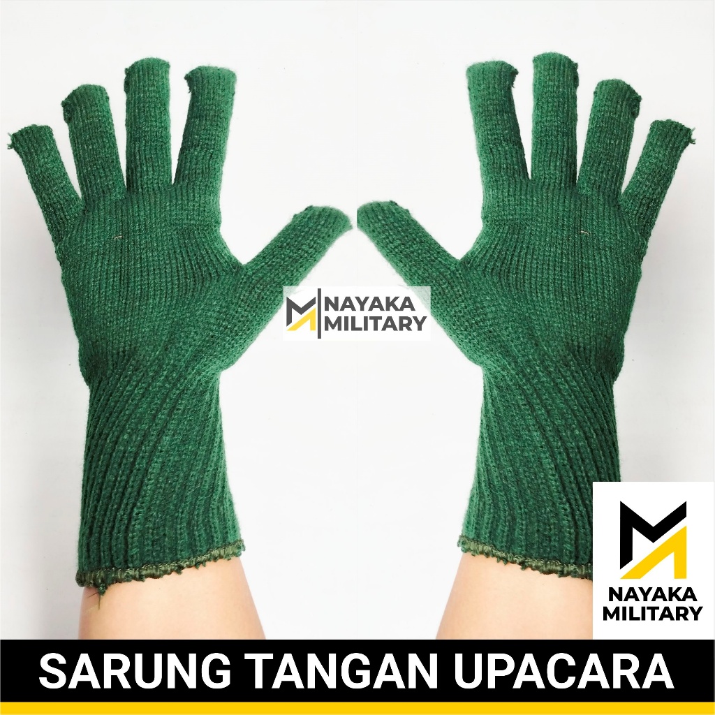 Sarung Tangan Upacara Hijau Rajut Army Tentara TNI Militer Military Tactical Komcad