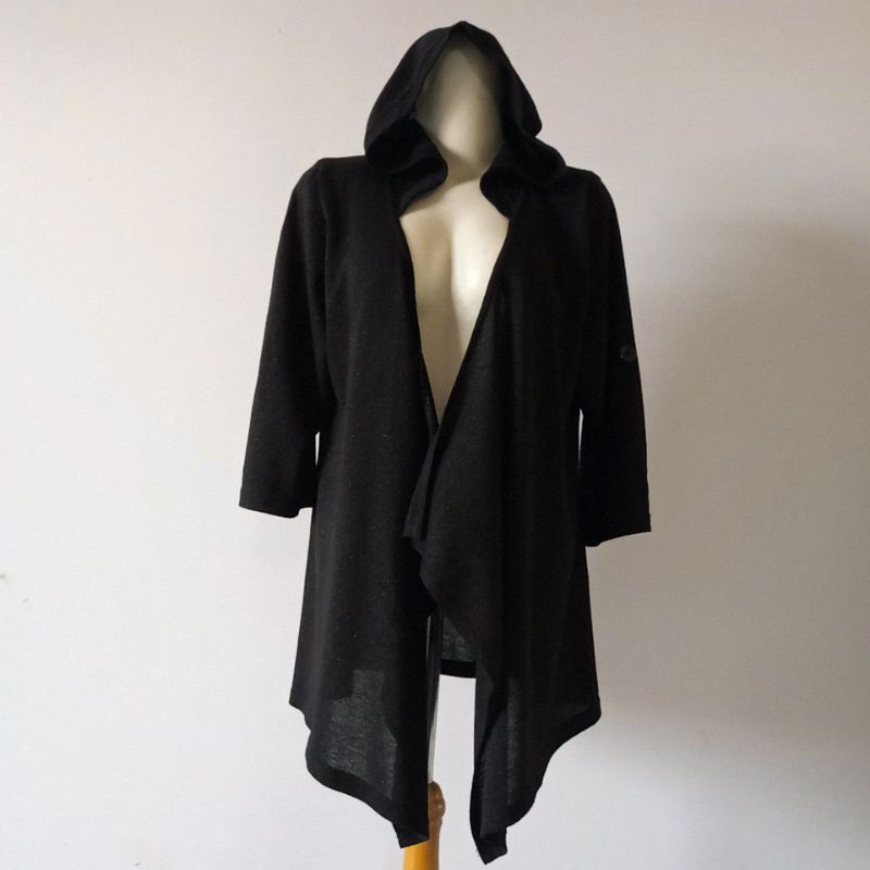 cardigan hitam bertopi(colza)newsale