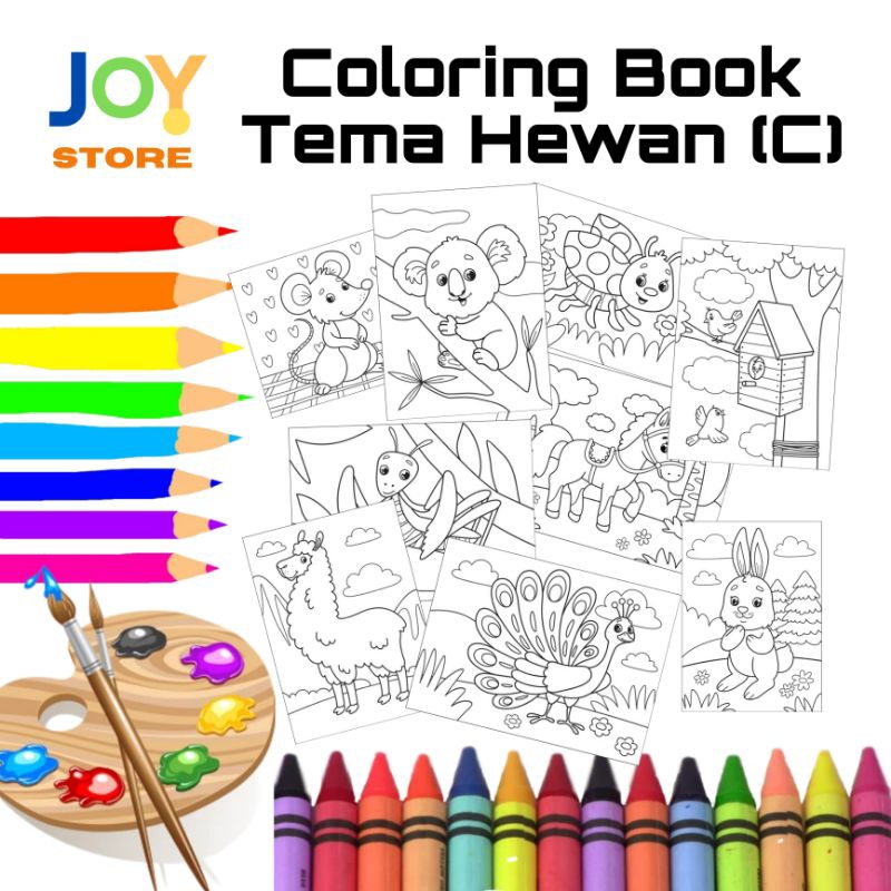 

Kertas Mewarnai untuk Anak TK / SD A4 dan A5 150 gsm - Coloring Paper Tema Hewan (C) - Toko Joy Store