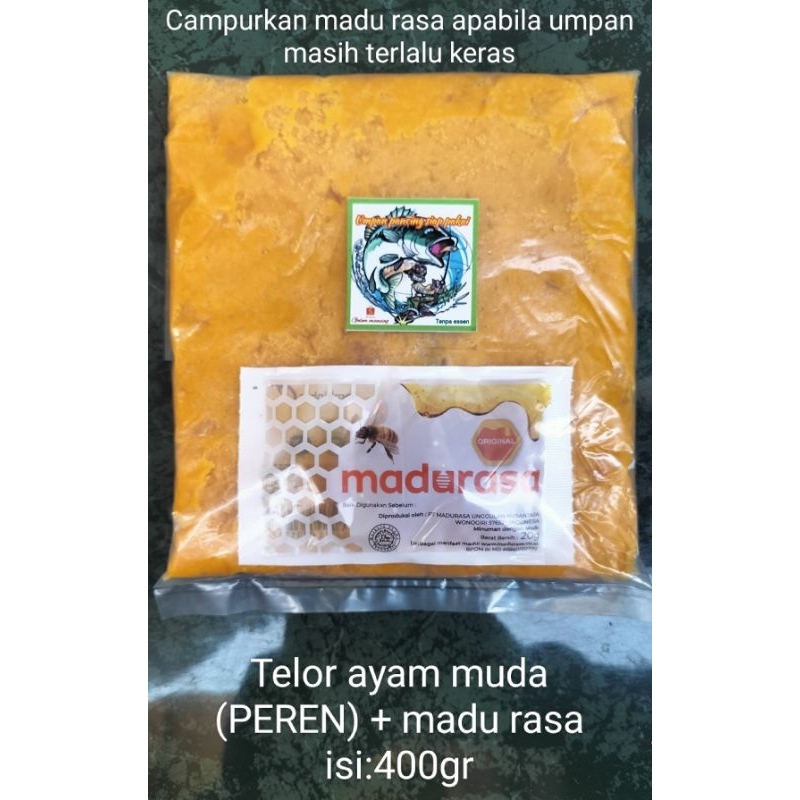 Umpan pancing siap pakai kuning telor ayam muda (PEREN) isi:400gr spesial untuk galatama lele dan ha