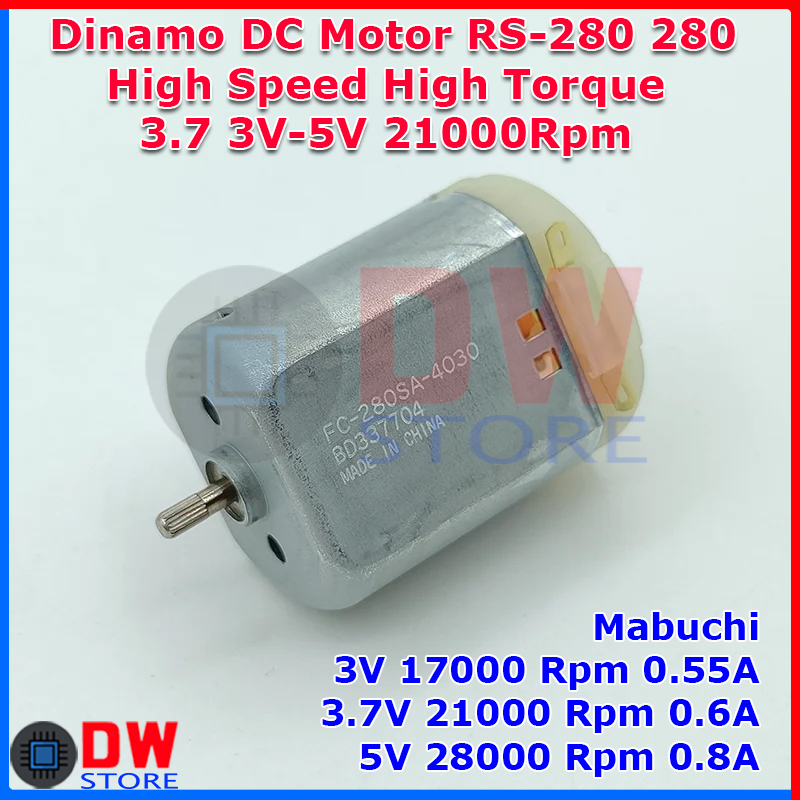 Dinamo DC Motor RS-280 RS 280 High Speed High Torque 3.7V 3V-5V 4V Baterai Lithium