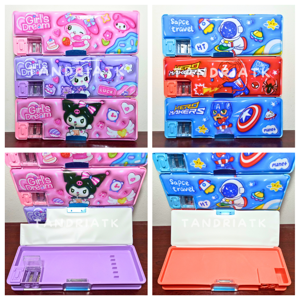 

Tempat Pensil Magnet Serutan 2 Lubang SNR KT 9801 Motif Melody Kuromoi Astronot Superhero 9363 Labubu bola warna warni Capybara