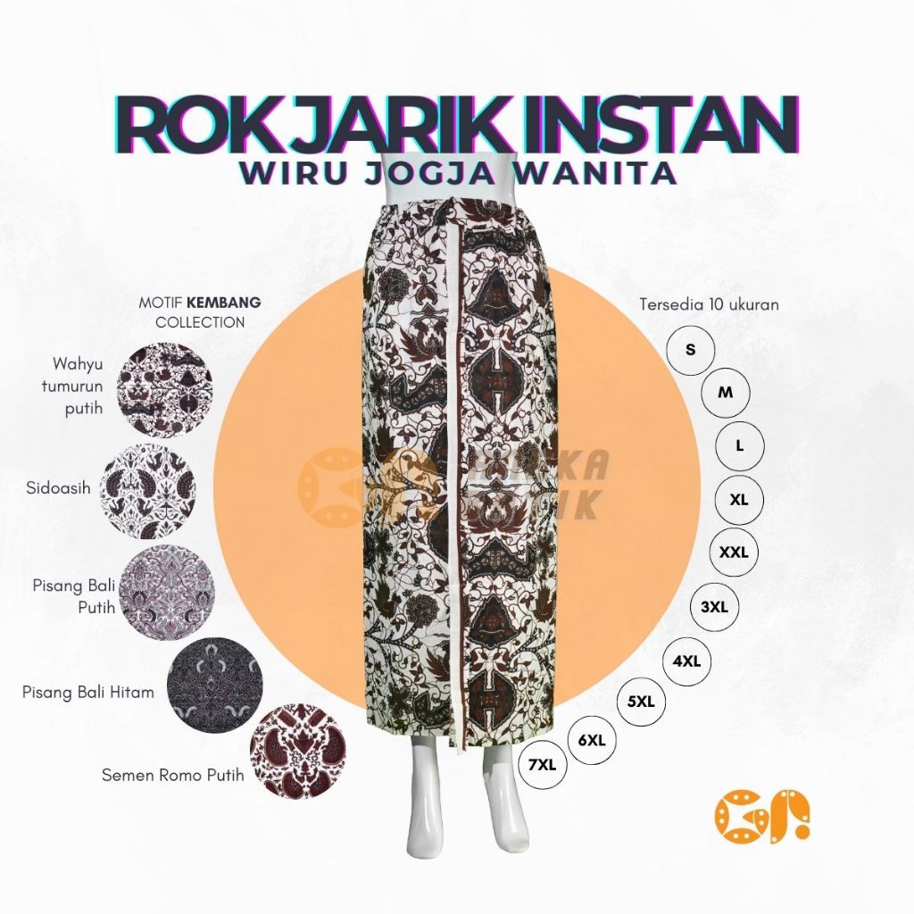 Rok Jarik Wiru Jogja Wanita Dewasa Rok Instan Pakaian Adat Jawa Batik Motif Kembang